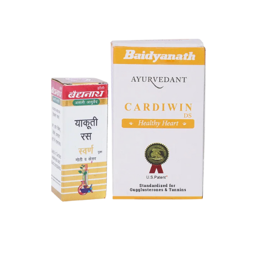 Baidyanath Cardwin 60 Tabs with Yakuti Ras 10 Tabs – Ayurvedic Heart Tonic for Cardiac Wellness